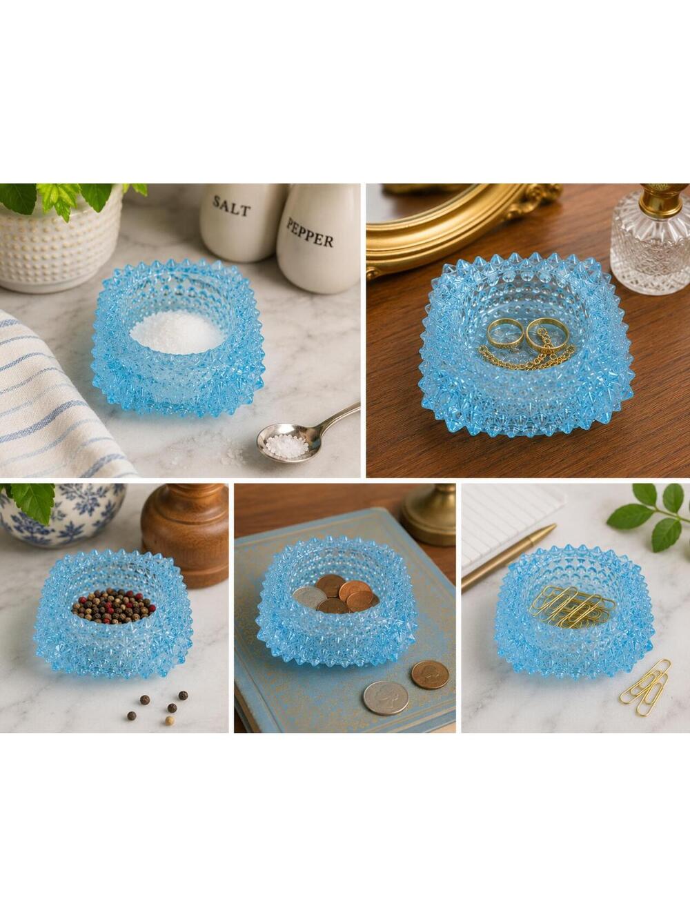 Vintage Lighter Blue Hobnail Fenton Salt Cellar